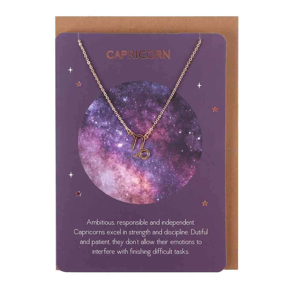 Something Different Capricorn Star Sign Necklace With card Gold coloured